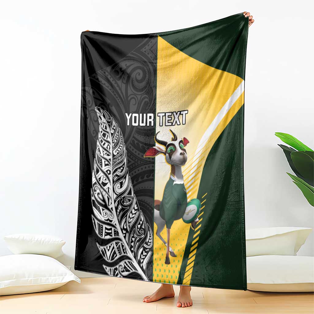 New Zealand and South Africa Rugby Custom Blanket Maori Silver Fern Springbok Together - Aussie Hoodie