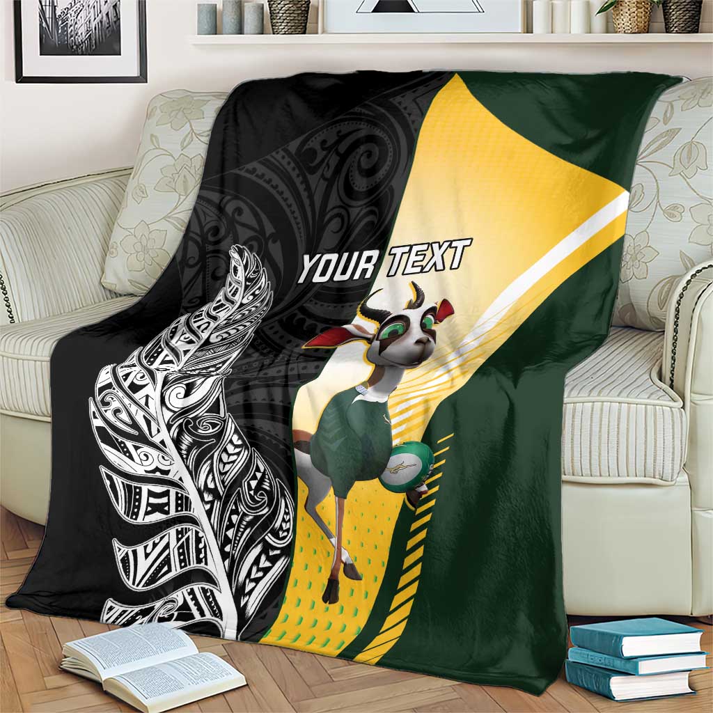 New Zealand and South Africa Rugby Custom Blanket Maori Silver Fern Springbok Together - Aussie Hoodie