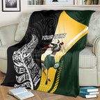 New Zealand and South Africa Rugby Custom Blanket Maori Silver Fern Springbok Together - Aussie Hoodie