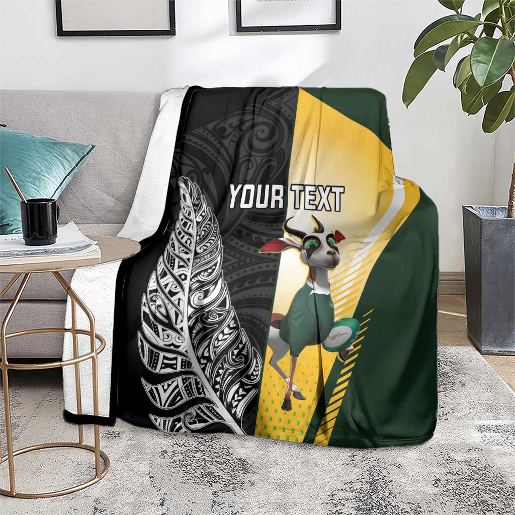 New Zealand and South Africa Rugby Custom Blanket Maori Silver Fern Springbok Together - Aussie Hoodie