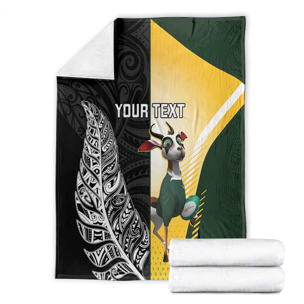 New Zealand and South Africa Rugby Custom Blanket Maori Silver Fern Springbok Together - Aussie Hoodie