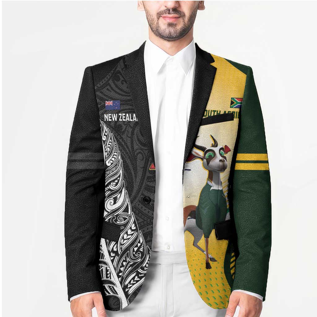 New Zealand and South Africa Rugby Custom Blazer Maori Silver Fern Springbok Together - Aussie Hoodie