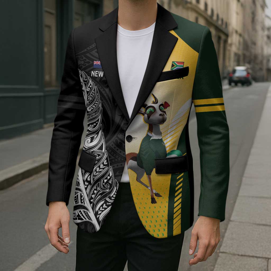 New Zealand and South Africa Rugby Custom Blazer Maori Silver Fern Springbok Together - Aussie Hoodie