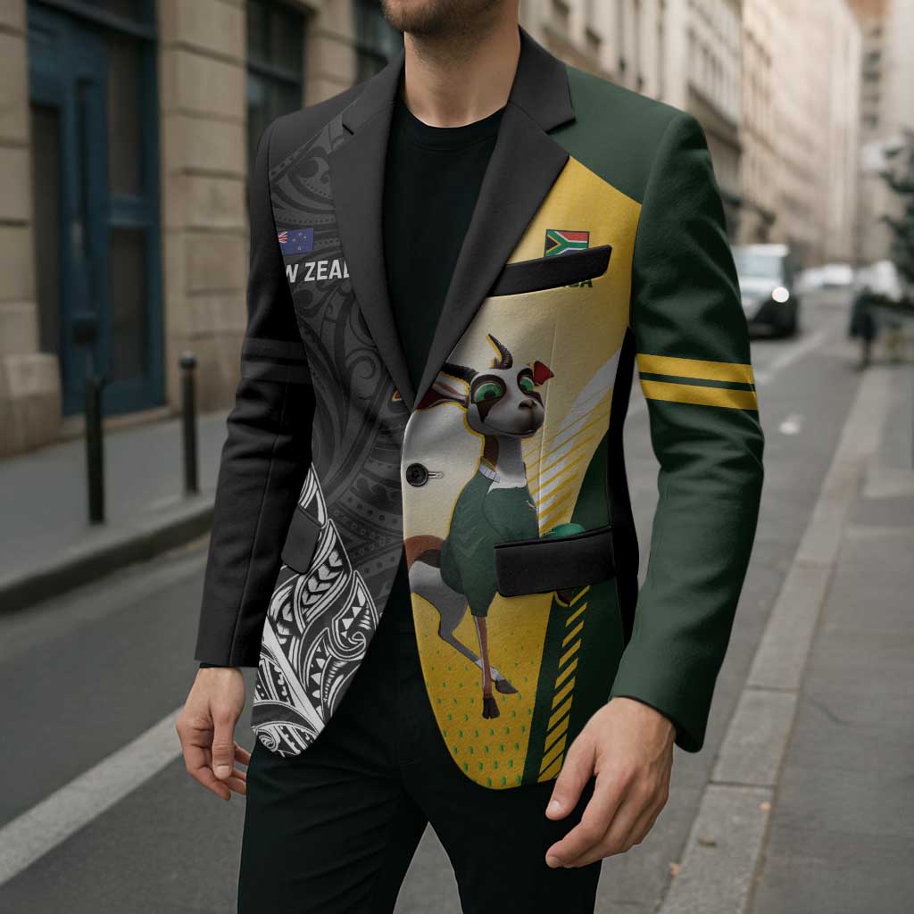 New Zealand and South Africa Rugby Custom Blazer Maori Silver Fern Springbok Together - Aussie Hoodie