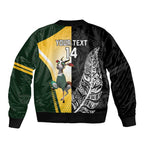 New Zealand and South Africa Rugby Custom Bomber Jacket Maori Silver Fern Springbok Together - Aussie Hoodie