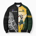 New Zealand and South Africa Rugby Custom Bomber Puffer Jacket Maori Silver Fern Springbok Together - Aussie Hoodie