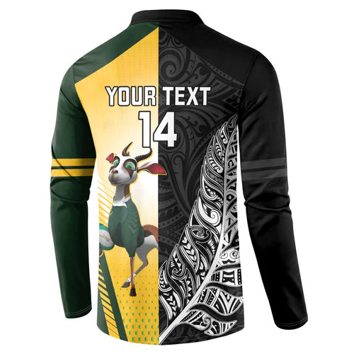 New Zealand and South Africa Rugby Custom Button Sweatshirt Maori Silver Fern Springbok Together - Aussie Hoodie