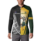 New Zealand and South Africa Rugby Custom Button Sweatshirt Maori Silver Fern Springbok Together - Aussie Hoodie