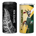 New Zealand and South Africa Rugby 4 in 1 Can Cooler Tumbler Maori Silver Fern Springbok Together - Aussie Hoodie