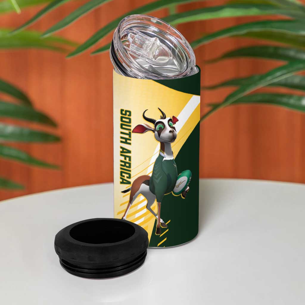 New Zealand and South Africa Rugby 4 in 1 Can Cooler Tumbler Maori Silver Fern Springbok Together - Aussie Hoodie