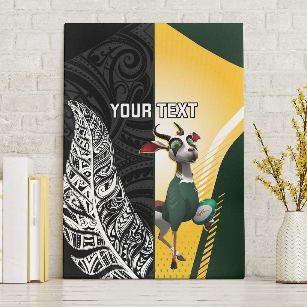New Zealand and South Africa Rugby Custom Canvas Wall Art Maori Silver Fern Springbok Together - Aussie Hoodie