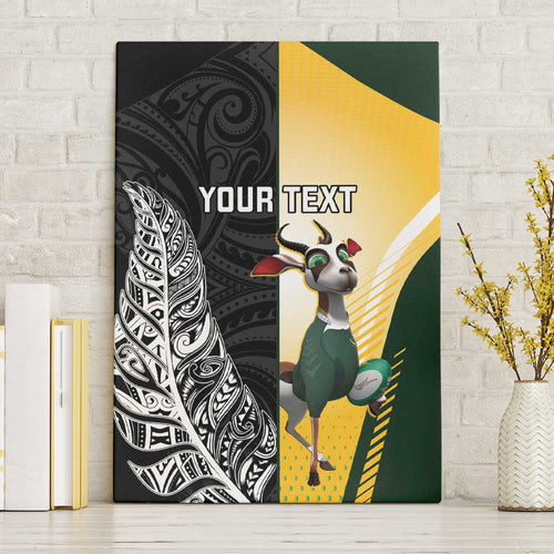 New Zealand and South Africa Rugby Custom Canvas Wall Art Maori Silver Fern Springbok Together - Aussie Hoodie