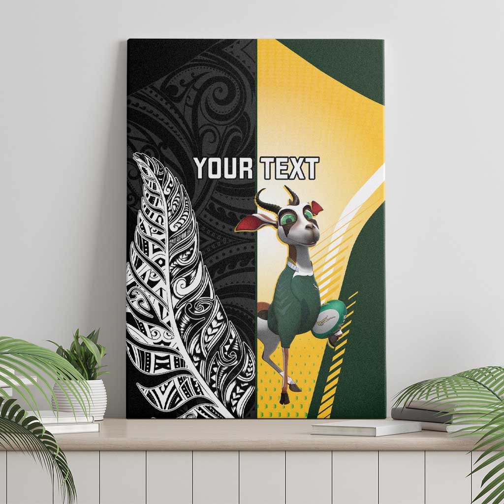 New Zealand and South Africa Rugby Custom Canvas Wall Art Maori Silver Fern Springbok Together - Aussie Hoodie