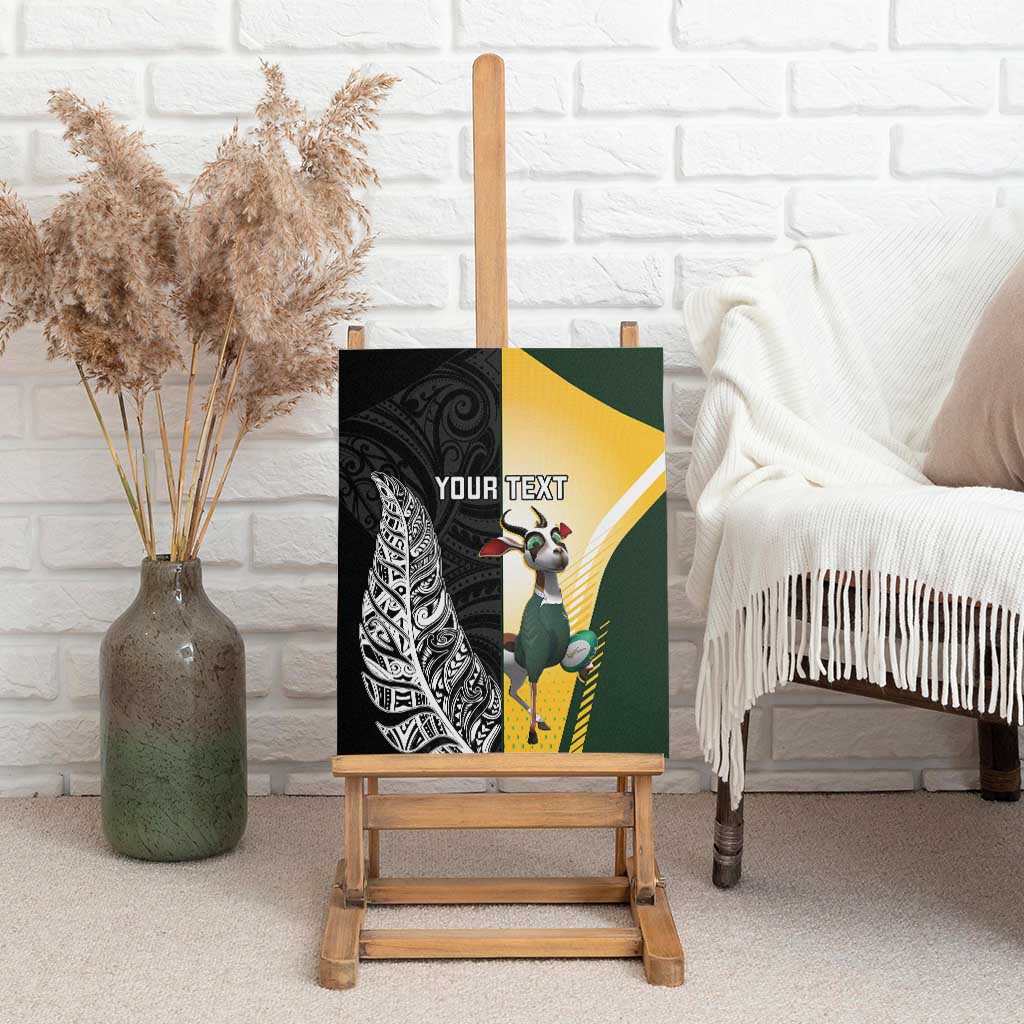 New Zealand and South Africa Rugby Custom Canvas Wall Art Maori Silver Fern Springbok Together - Aussie Hoodie