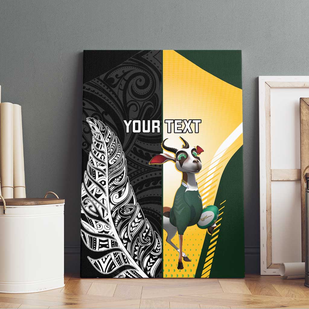 New Zealand and South Africa Rugby Custom Canvas Wall Art Maori Silver Fern Springbok Together - Aussie Hoodie