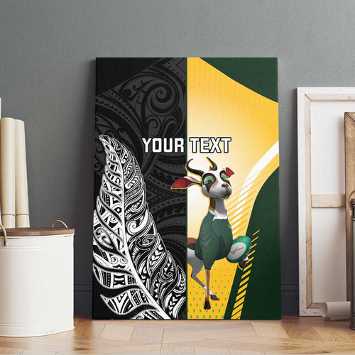 New Zealand and South Africa Rugby Custom Canvas Wall Art Maori Silver Fern Springbok Together - Aussie Hoodie