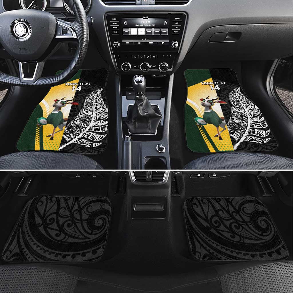 New Zealand and South Africa Rugby Custom Car Mats Maori Silver Fern Springbok Together - Aussie Hoodie