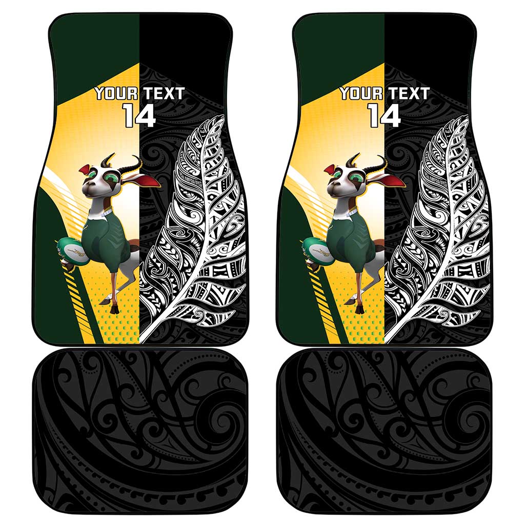 New Zealand and South Africa Rugby Custom Car Mats Maori Silver Fern Springbok Together - Aussie Hoodie