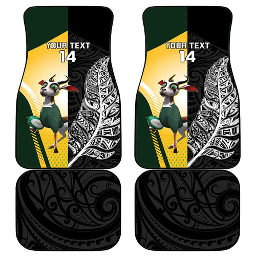 New Zealand and South Africa Rugby Custom Car Mats Maori Silver Fern Springbok Together - Aussie Hoodie