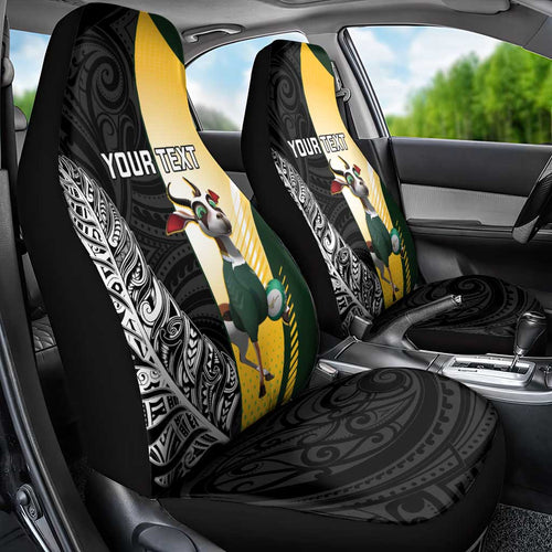 New Zealand and South Africa Rugby Custom Car Seat Cover Maori Silver Fern Springbok Together - Aussie Hoodie