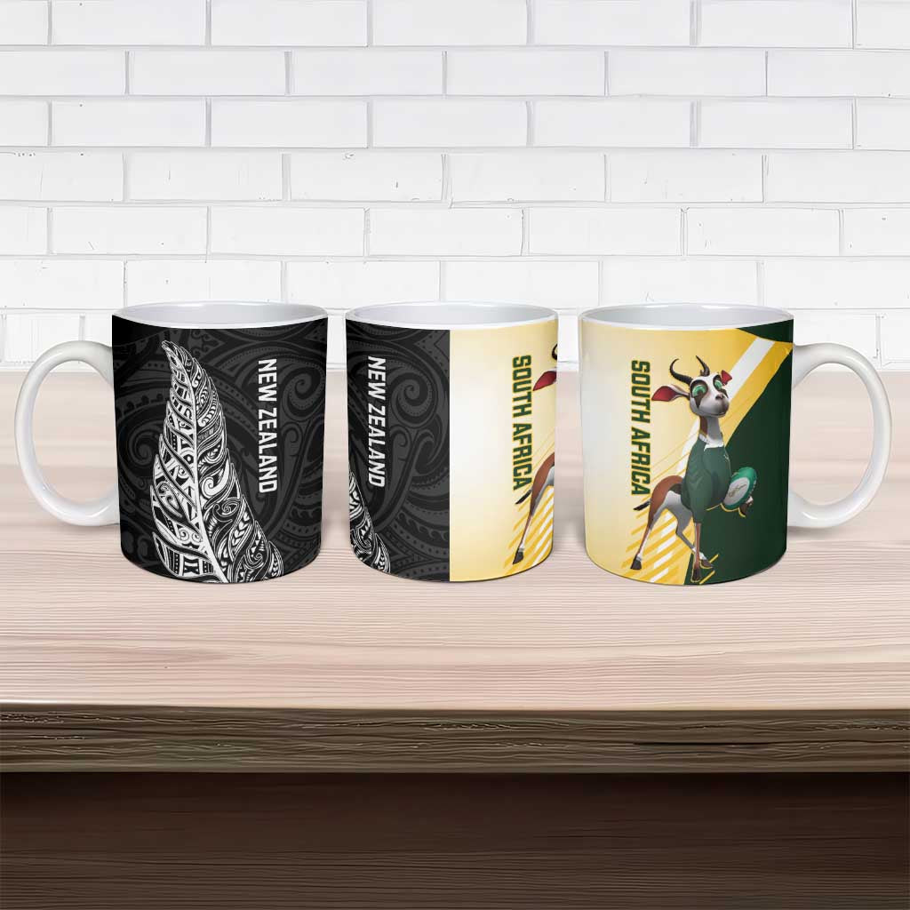 New Zealand and South Africa Rugby Ceramic Mug Maori Silver Fern Springbok Together - Aussie Hoodie