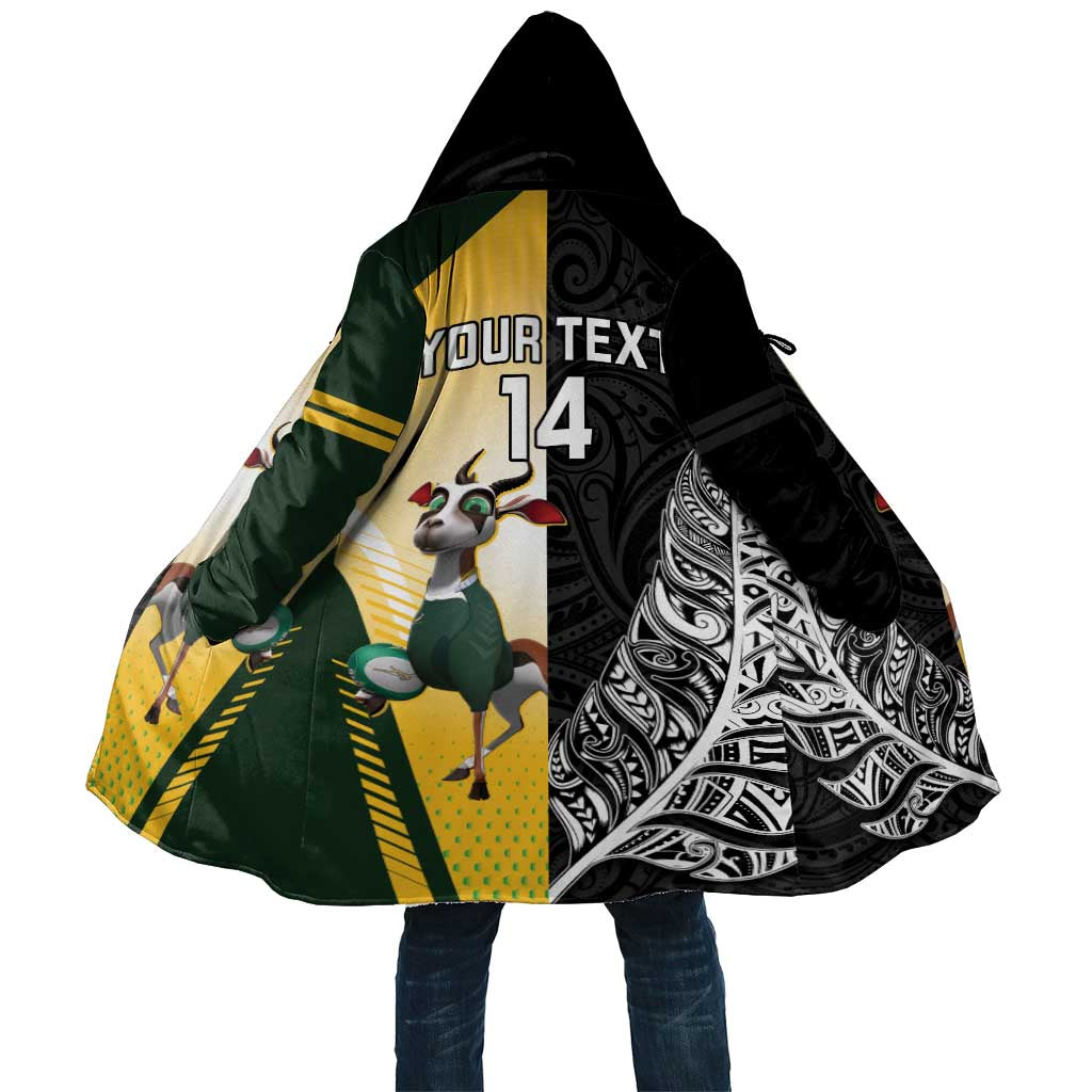 New Zealand and South Africa Rugby Custom Cloak Maori Silver Fern Springbok Together - Aussie Hoodie