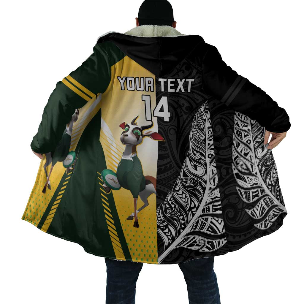 New Zealand and South Africa Rugby Custom Cloak Maori Silver Fern Springbok Together - Aussie Hoodie
