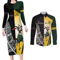 New Zealand and South Africa Rugby Custom Couples Matching Long Sleeve Bodycon Dress and Long Sleeve Button Shirt Maori Silver Fern Springbok Together - Aussie Hoodie
