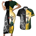 New Zealand and South Africa Rugby Custom Couples Matching Short Sleeve Bodycon Dress and Hawaiian Shirt Maori Silver Fern Springbok Together - Aussie Hoodie