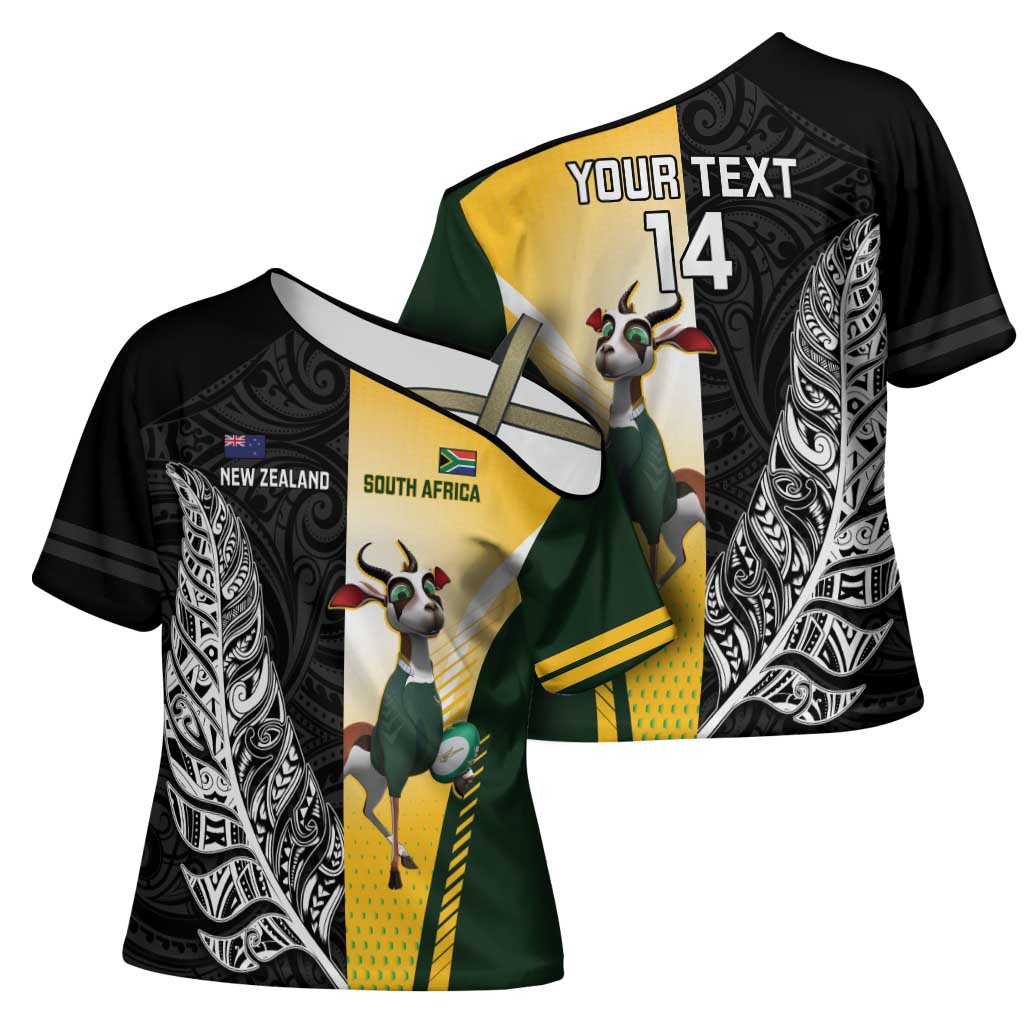 New Zealand and South Africa Rugby Custom Cross Shoulder Shirt Maori Silver Fern Springbok Together - Aussie Hoodie