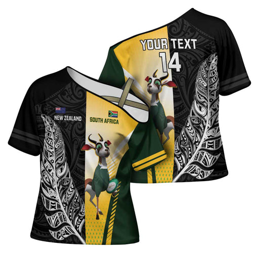New Zealand and South Africa Rugby Custom Cross Shoulder Shirt Maori Silver Fern Springbok Together - Aussie Hoodie