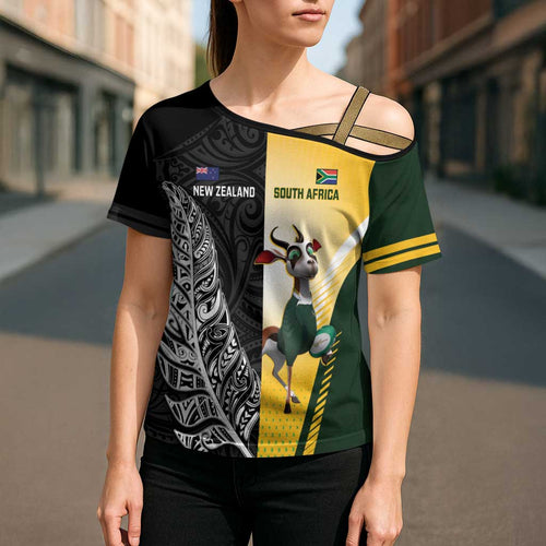 New Zealand and South Africa Rugby Custom Cross Shoulder Shirt Maori Silver Fern Springbok Together - Aussie Hoodie