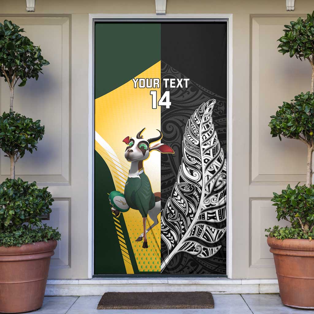 New Zealand and South Africa Rugby Custom Door Cover Maori Silver Fern Springbok Together - Aussie Hoodie
