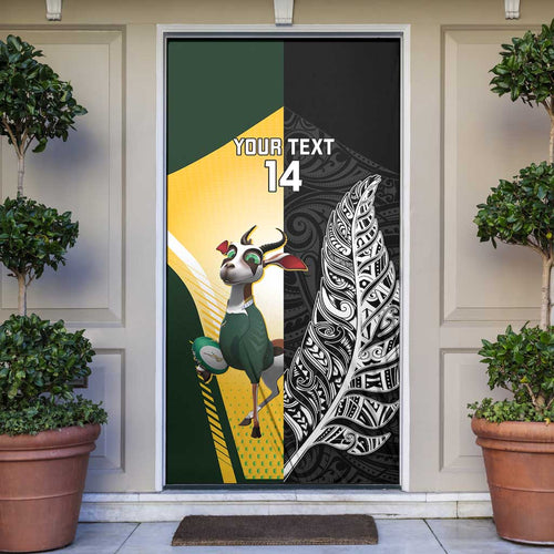 New Zealand and South Africa Rugby Custom Door Cover Maori Silver Fern Springbok Together - Aussie Hoodie