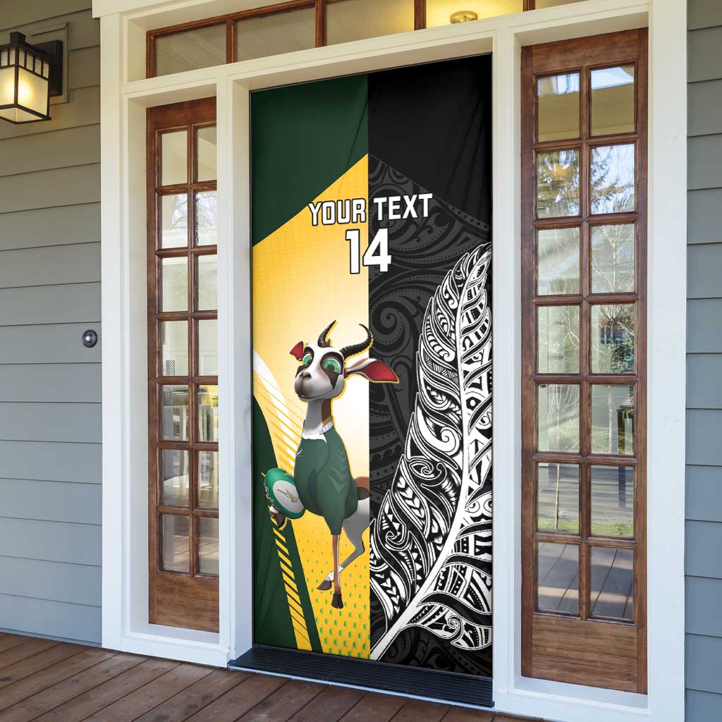 New Zealand and South Africa Rugby Custom Door Cover Maori Silver Fern Springbok Together - Aussie Hoodie
