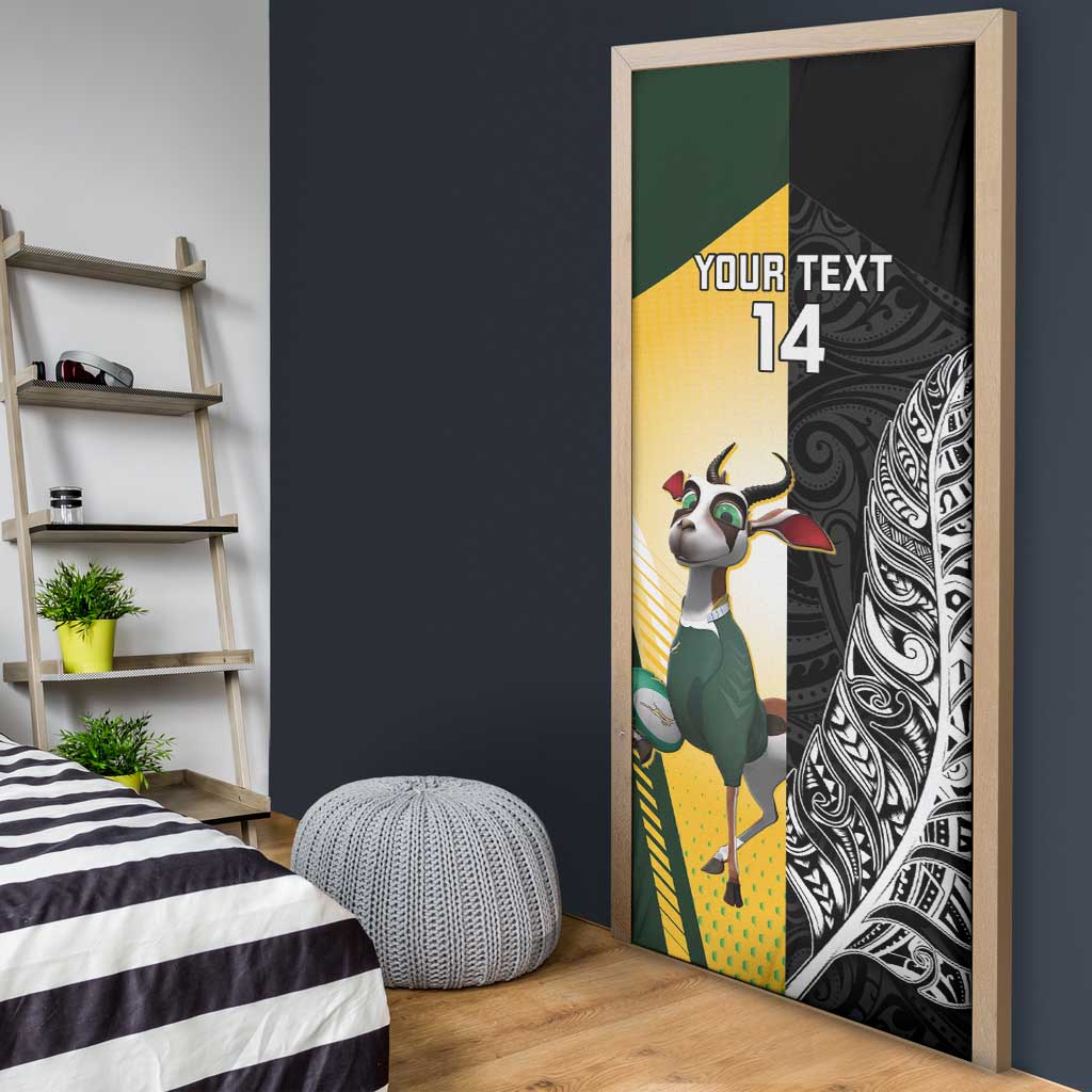 New Zealand and South Africa Rugby Custom Door Cover Maori Silver Fern Springbok Together - Aussie Hoodie