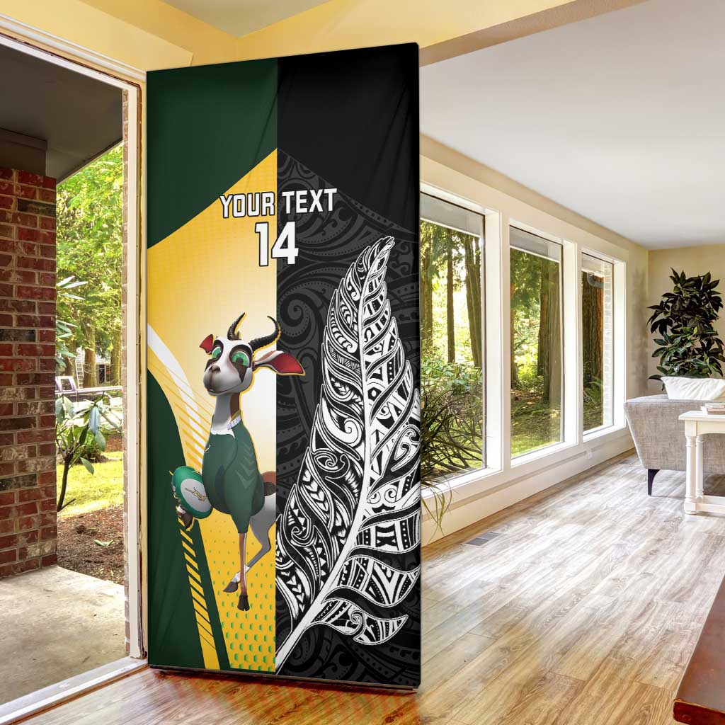 New Zealand and South Africa Rugby Custom Door Cover Maori Silver Fern Springbok Together - Aussie Hoodie