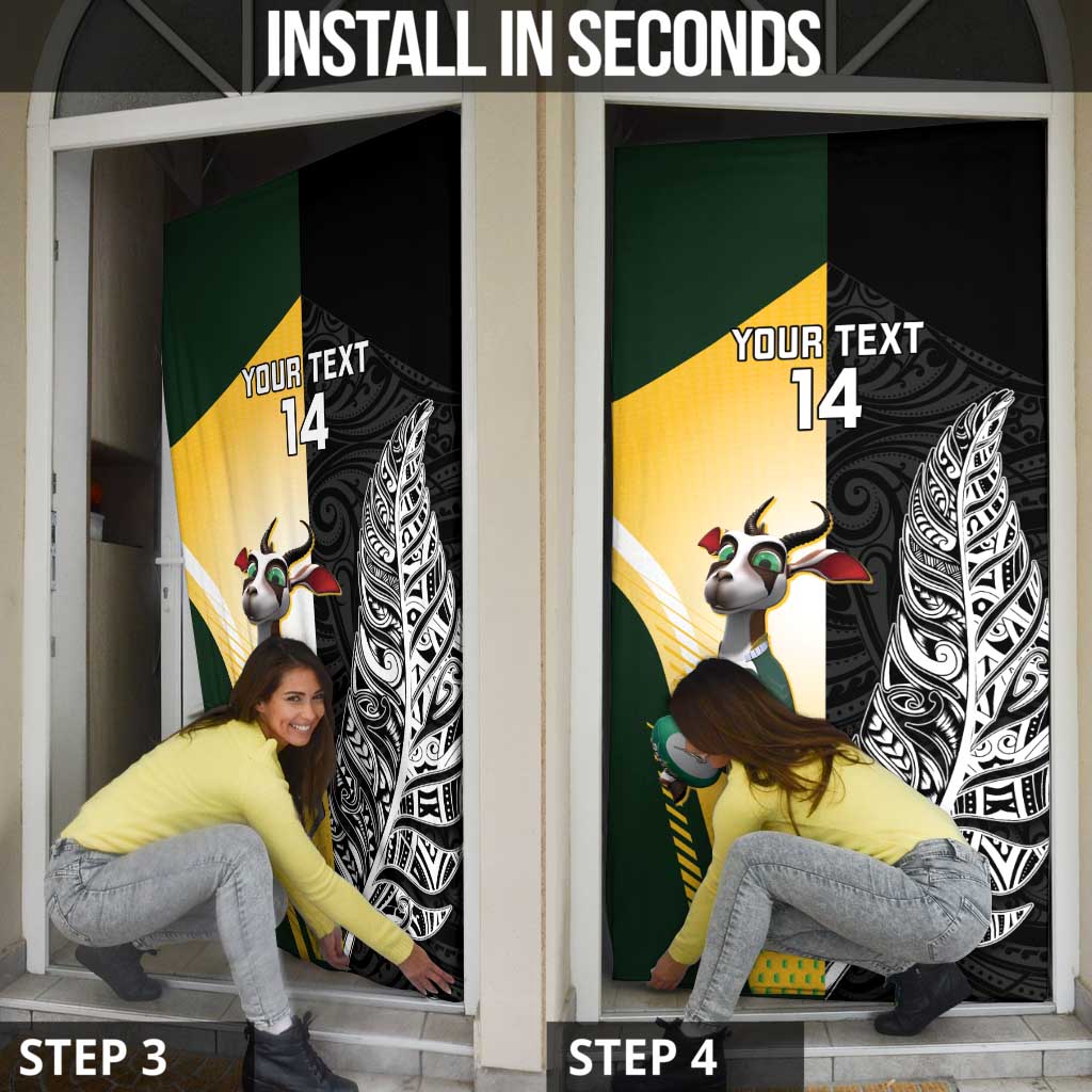 New Zealand and South Africa Rugby Custom Door Cover Maori Silver Fern Springbok Together - Aussie Hoodie
