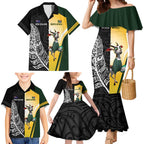 New Zealand and South Africa Rugby Custom Family Matching Mermaid Dress and Hawaiian Shirt Maori Silver Fern Springbok Together - Aussie Hoodie