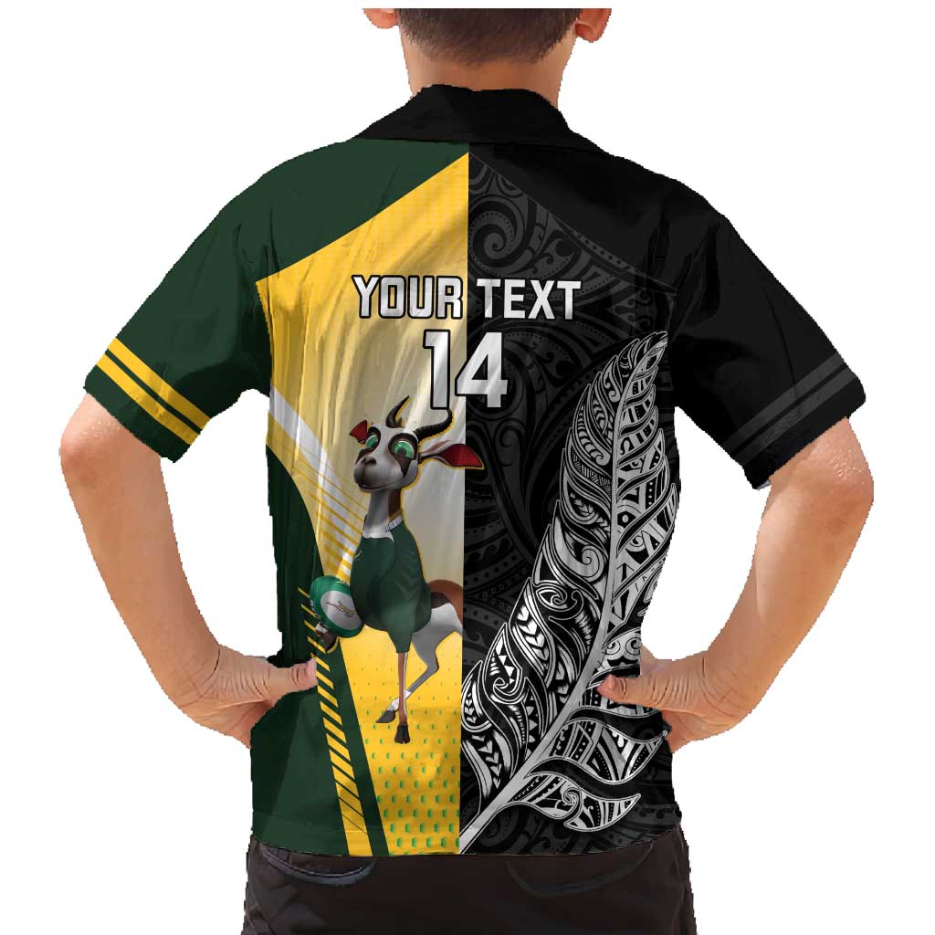 New Zealand and South Africa Rugby Custom Family Matching Mermaid Dress and Hawaiian Shirt Maori Silver Fern Springbok Together - Aussie Hoodie