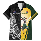 New Zealand and South Africa Rugby Custom Family Matching Mermaid Dress and Hawaiian Shirt Maori Silver Fern Springbok Together - Aussie Hoodie