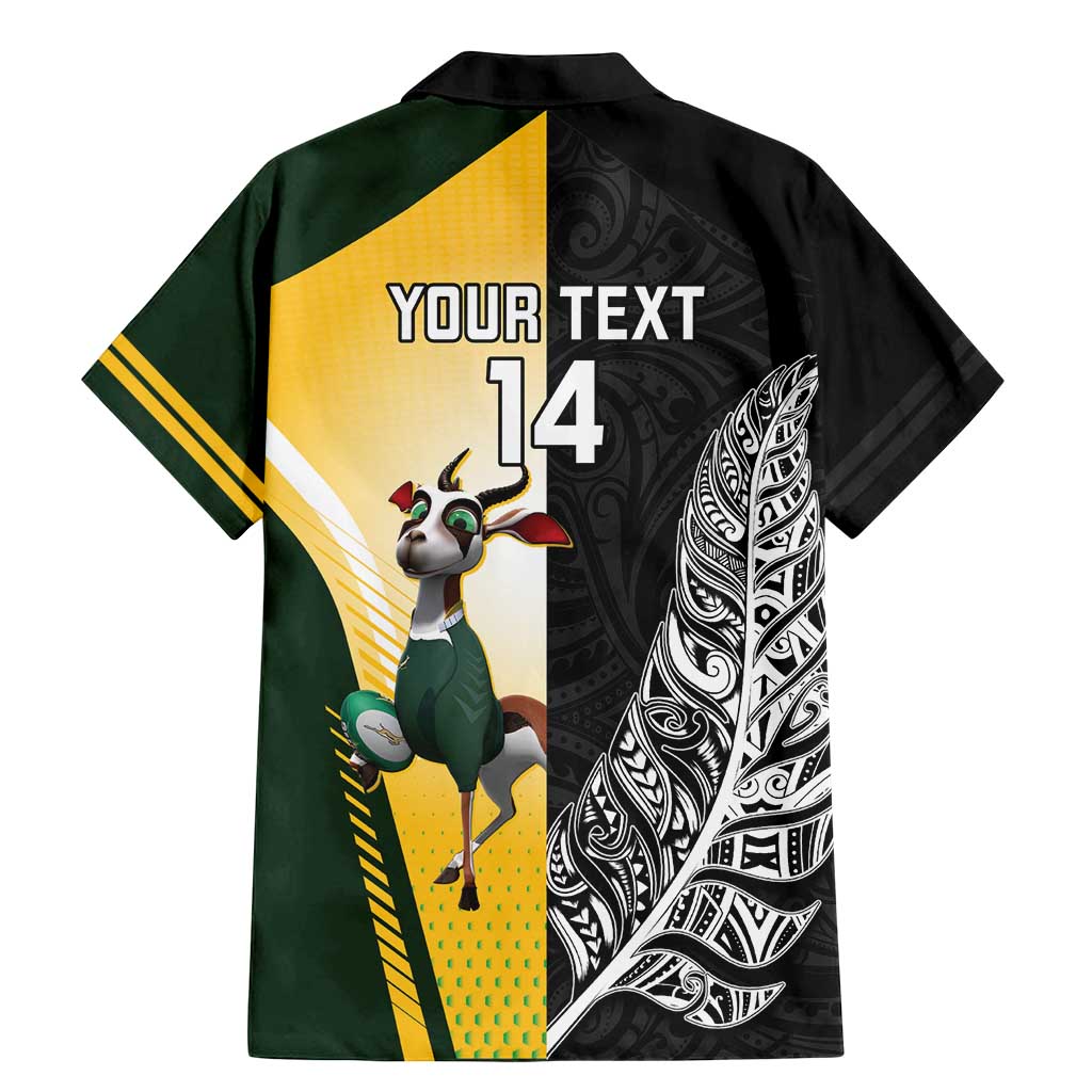 New Zealand and South Africa Rugby Custom Family Matching Mermaid Dress and Hawaiian Shirt Maori Silver Fern Springbok Together - Aussie Hoodie