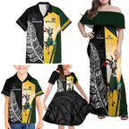 New Zealand and South Africa Rugby Custom Family Matching Off Shoulder Maxi Dress and Hawaiian Shirt Maori Silver Fern Springbok Together - Aussie Hoodie