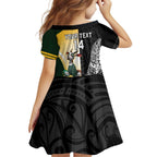 New Zealand and South Africa Rugby Custom Family Matching Off Shoulder Maxi Dress and Hawaiian Shirt Maori Silver Fern Springbok Together - Aussie Hoodie