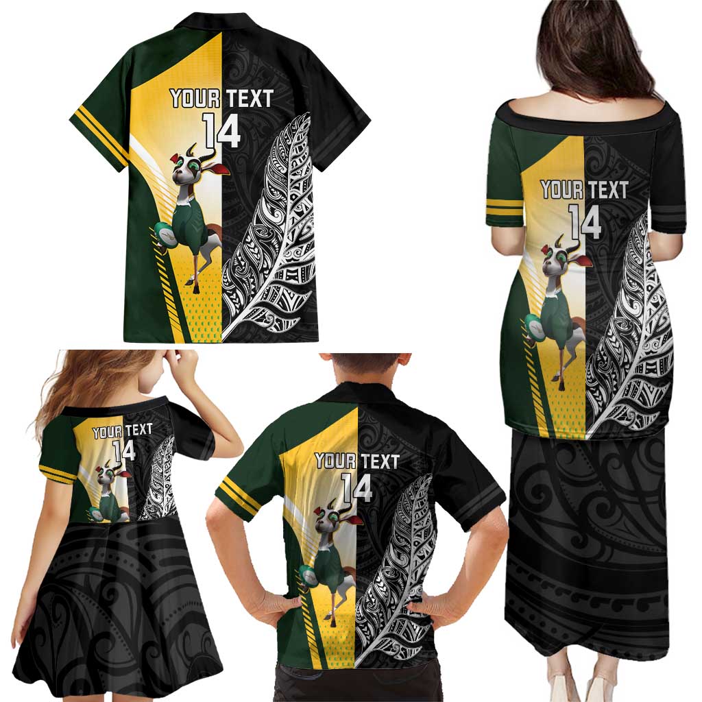 New Zealand and South Africa Rugby Custom Family Matching Puletasi and Hawaiian Shirt Maori Silver Fern Springbok Together - Aussie Hoodie