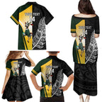 New Zealand and South Africa Rugby Custom Family Matching Puletasi and Hawaiian Shirt Maori Silver Fern Springbok Together - Aussie Hoodie
