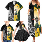 New Zealand and South Africa Rugby Custom Family Matching Summer Maxi Dress and Hawaiian Shirt Maori Silver Fern Springbok Together - Aussie Hoodie