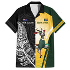 New Zealand and South Africa Rugby Custom Family Matching Summer Maxi Dress and Hawaiian Shirt Maori Silver Fern Springbok Together - Aussie Hoodie