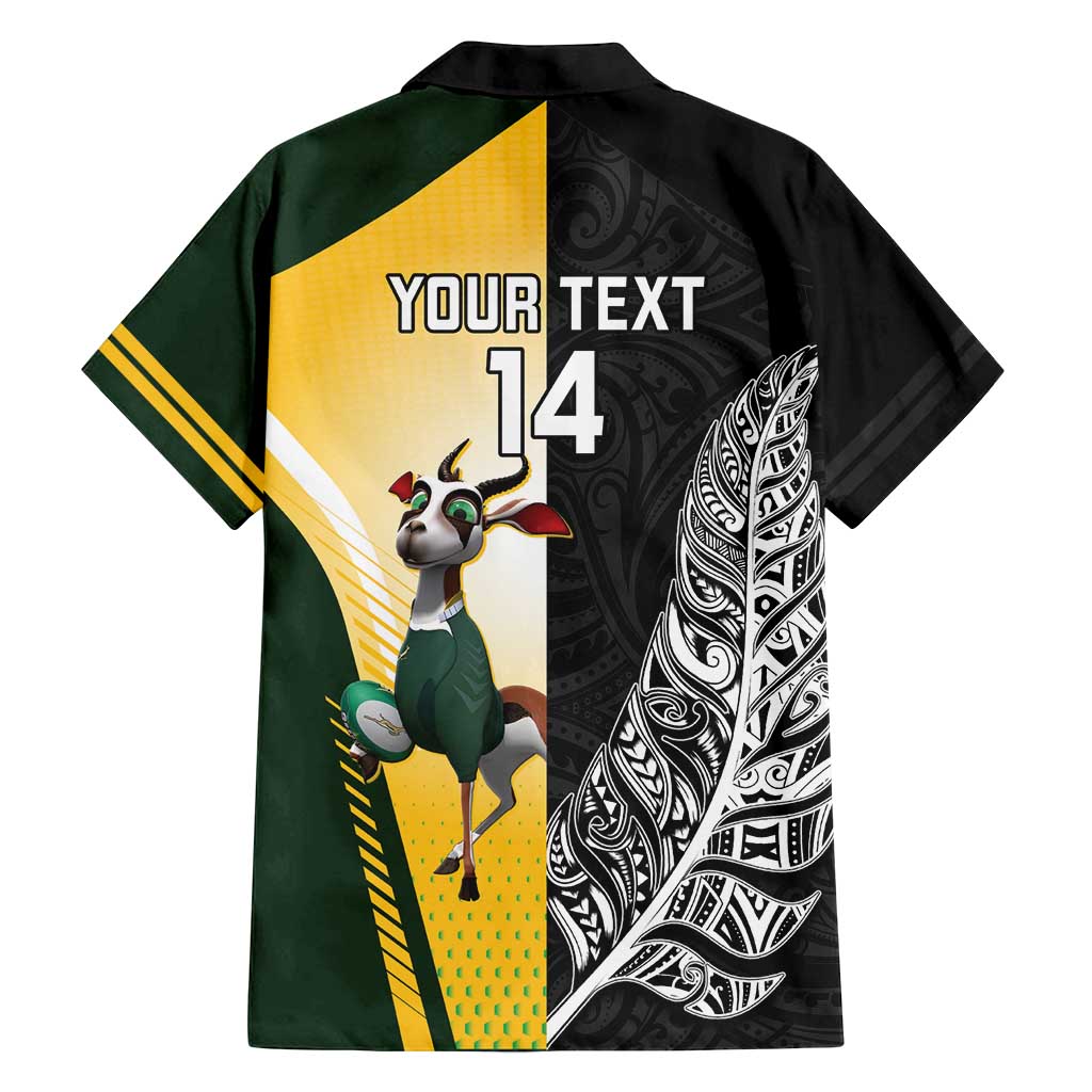 New Zealand and South Africa Rugby Custom Family Matching Summer Maxi Dress and Hawaiian Shirt Maori Silver Fern Springbok Together - Aussie Hoodie