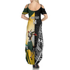 New Zealand and South Africa Rugby Custom Family Matching Summer Maxi Dress and Hawaiian Shirt Maori Silver Fern Springbok Together - Aussie Hoodie